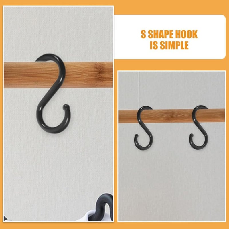 Veemoon 50 Pack Black S Hooks 2.2x1.1 Inch Sturdy Plastic for Hanging Clothes Coats and Kitchen Storage - Image 3